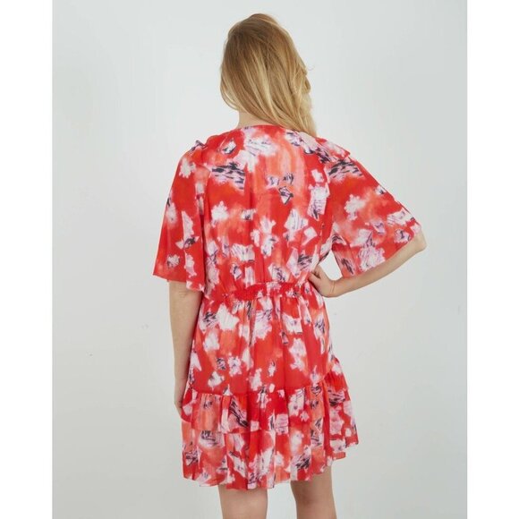 IRO Paris Arama Floral Ruffled Dress Mixed Red Womens Size 34 US 2 Silk Mini - Picture 5 of 12